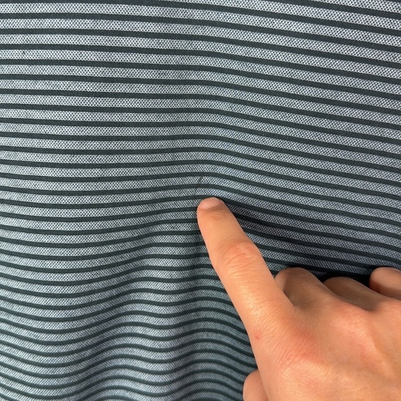 Travis Mathew Men's Blue and Gray Striped Polo Shirt Size Medium - Picture 10 of 10